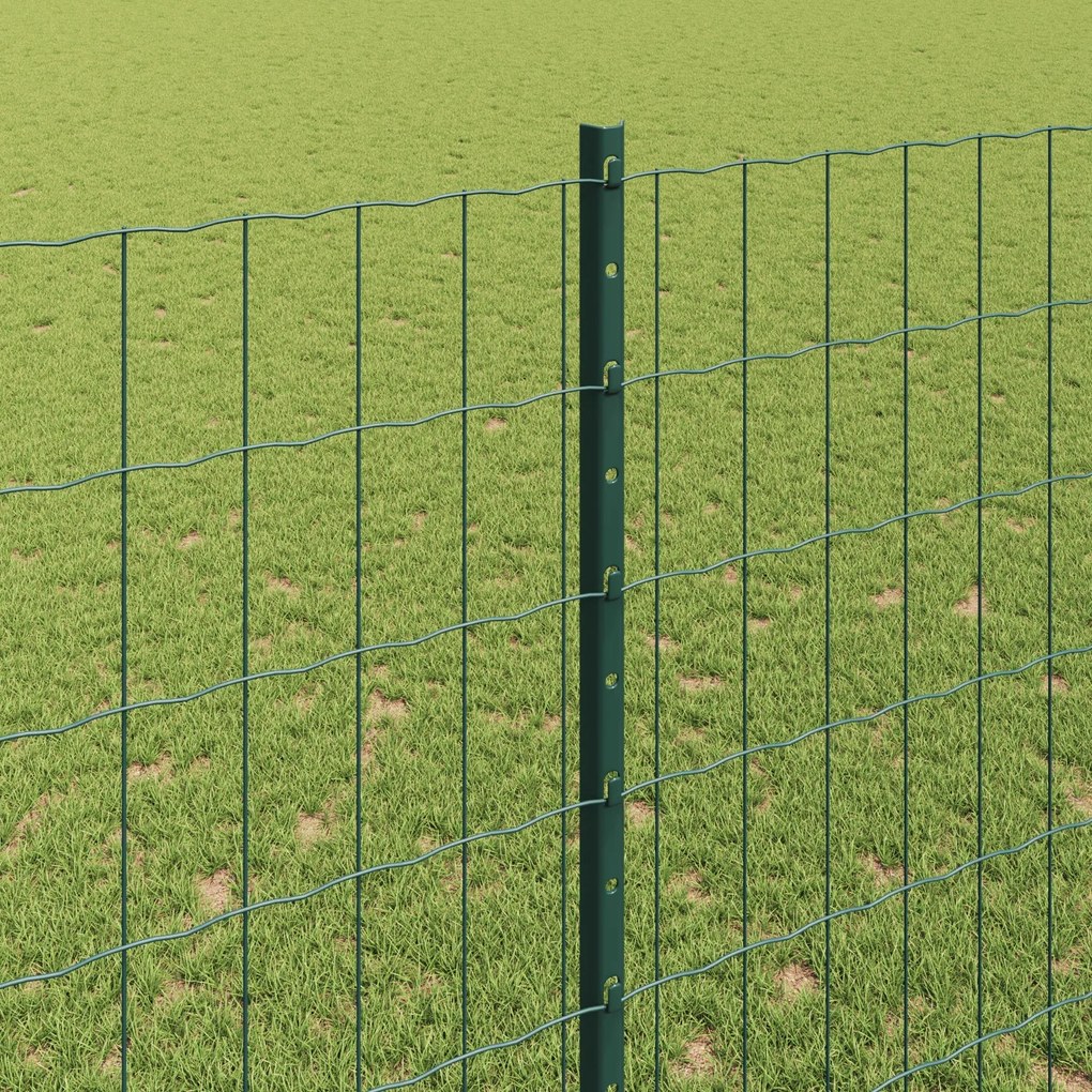 Cerca Euro com 5 Postes U Verde 1,6x10 m Aço