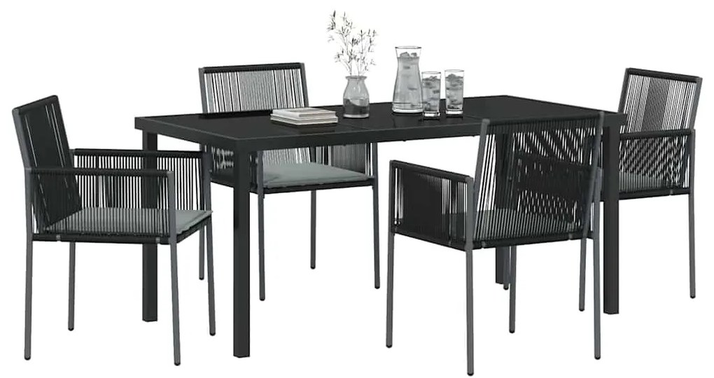Conjunto de jantar de jardim com 5 peças e almofadas em rattan sintéti