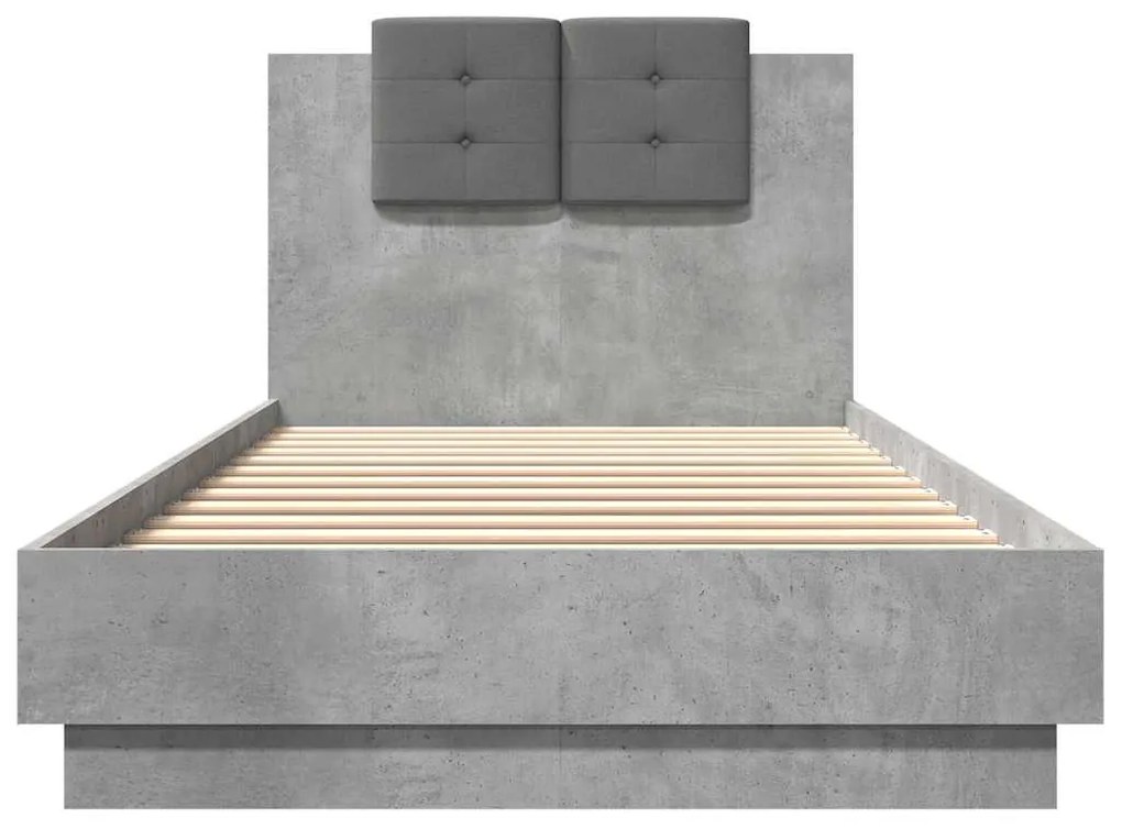 Estrutura de cama c/ cabeceira derivados madeira cinza-cimento