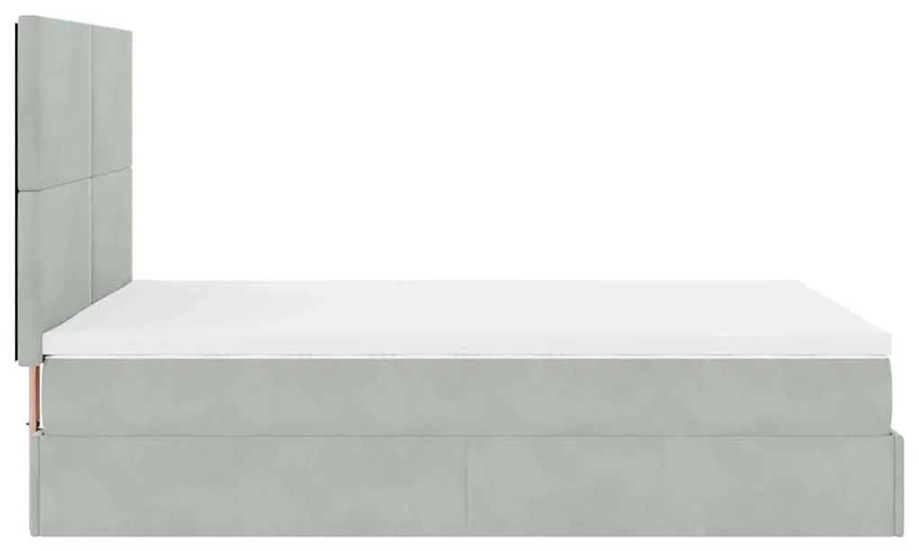 Estrutura de cama otomana com colchões 140x190cm cinzento claro