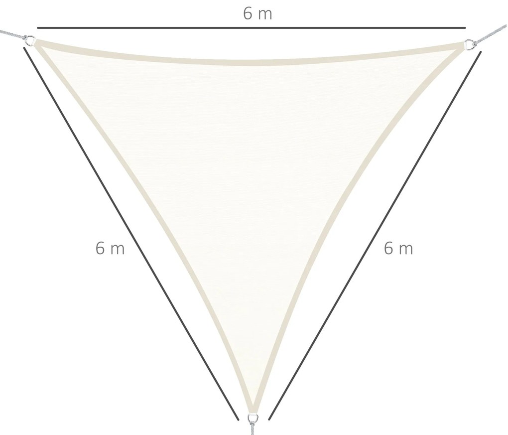 Vela de Sombra Triangular 6x6x6 m Toldo Vela de Poliéster com Proteção