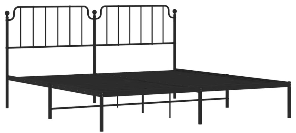 Estrutura de cama com cabeceira 200x200 cm metal preto