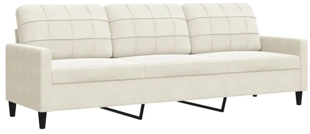 2 pcs conjunto de sofás com almofadões veludo cor creme
