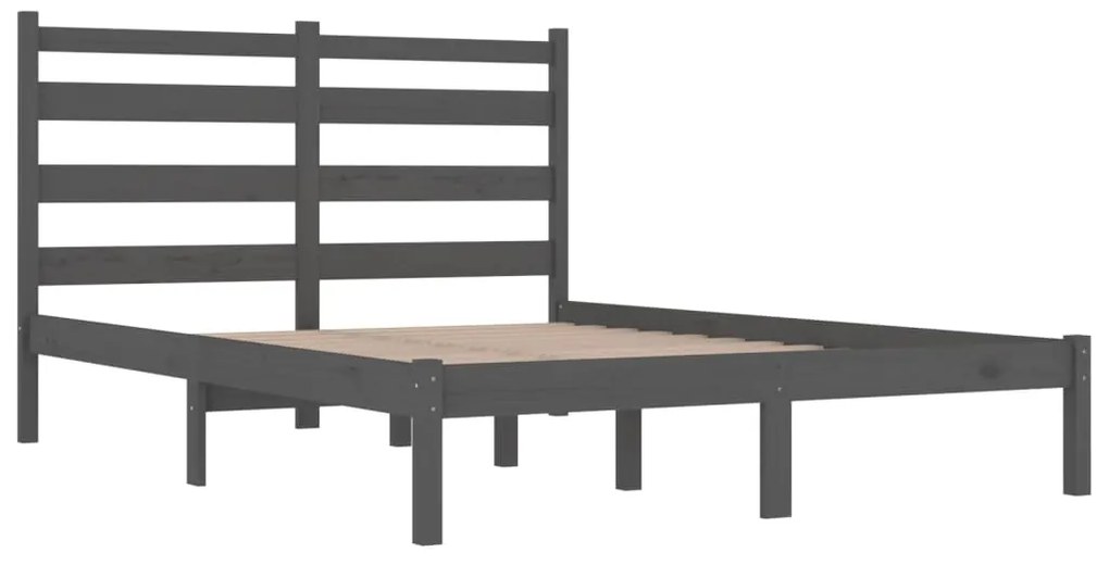 Estrutura de cama 200x200 cm pinho maciço cinzento
