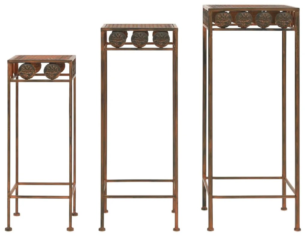 Suportes para plantas 3 pcs estilo vintage metal enferrujado