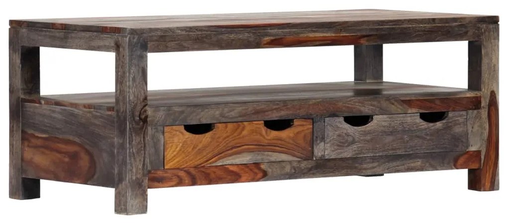vidaXL Mesa de centro 100x50x40 cm madeira de acácia maciça cinzento
