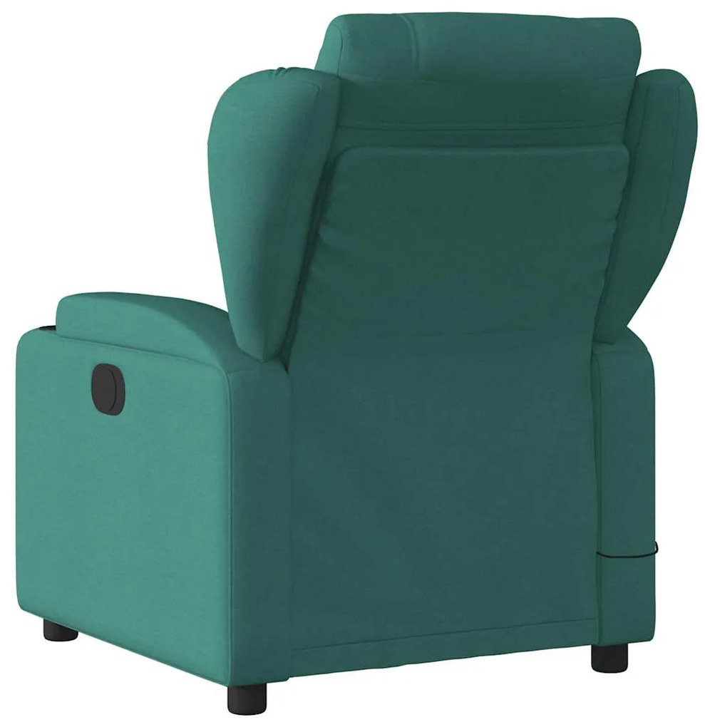 Poltrona de massagens reclinável tecido verde-escuro