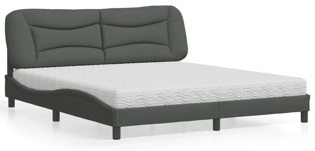 Cama com colchão 180x200 cm tecido cinzento-escuro