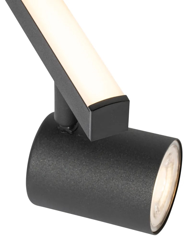 LED Foco de teto preto GU10 50mm 3-luzes Incl. Luz de fundo - Back Up Moderno