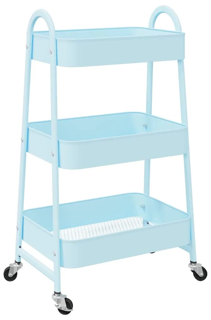 Carrinho de arrumação 3 camadas 42x41,5x77 cm aço azul