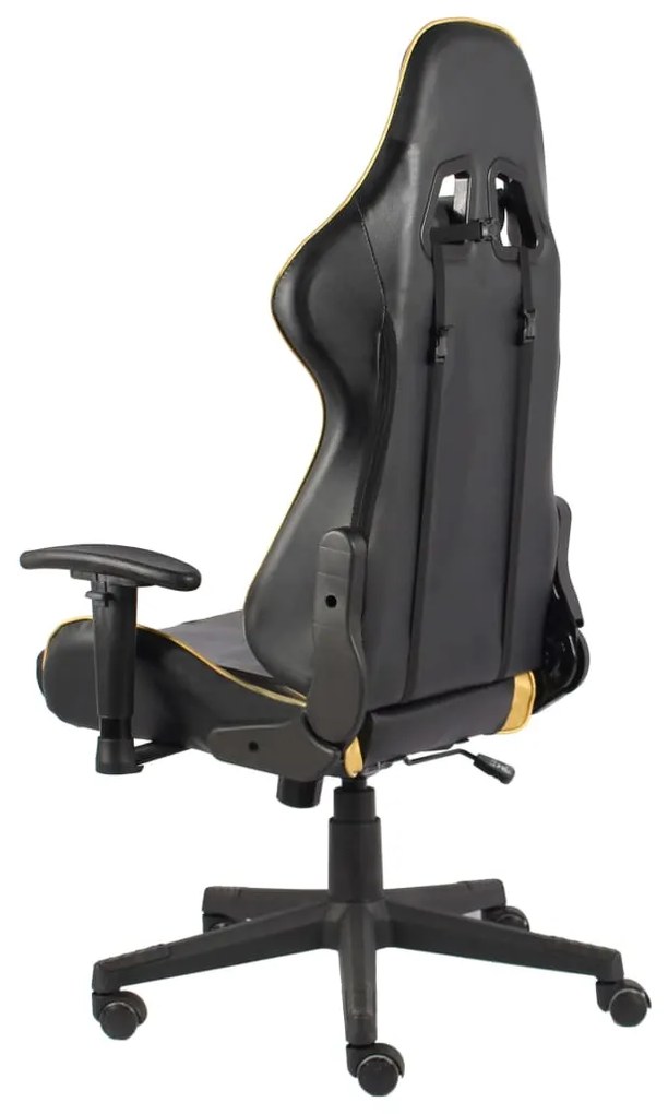 Cadeira de gaming giratória PVC dourado