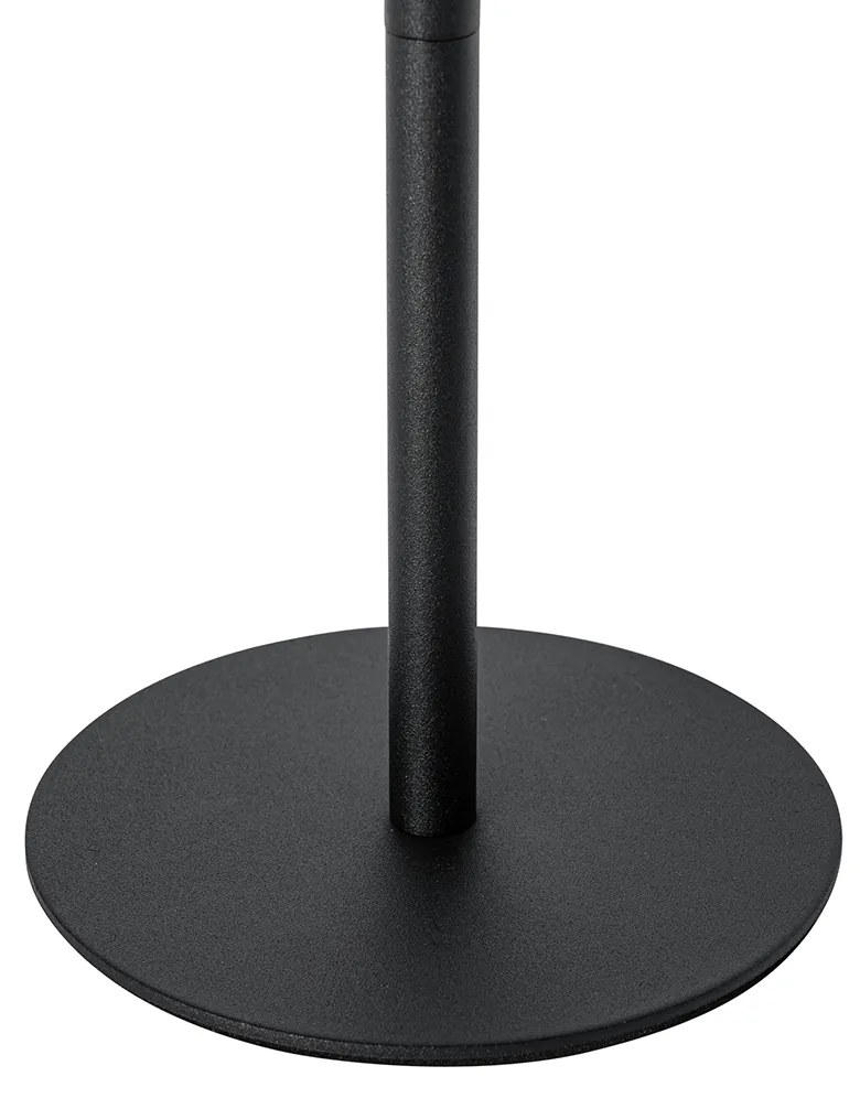 Candeeiro de mesa preto recarregável com LED e dimmer IP54 - Jude Moderno