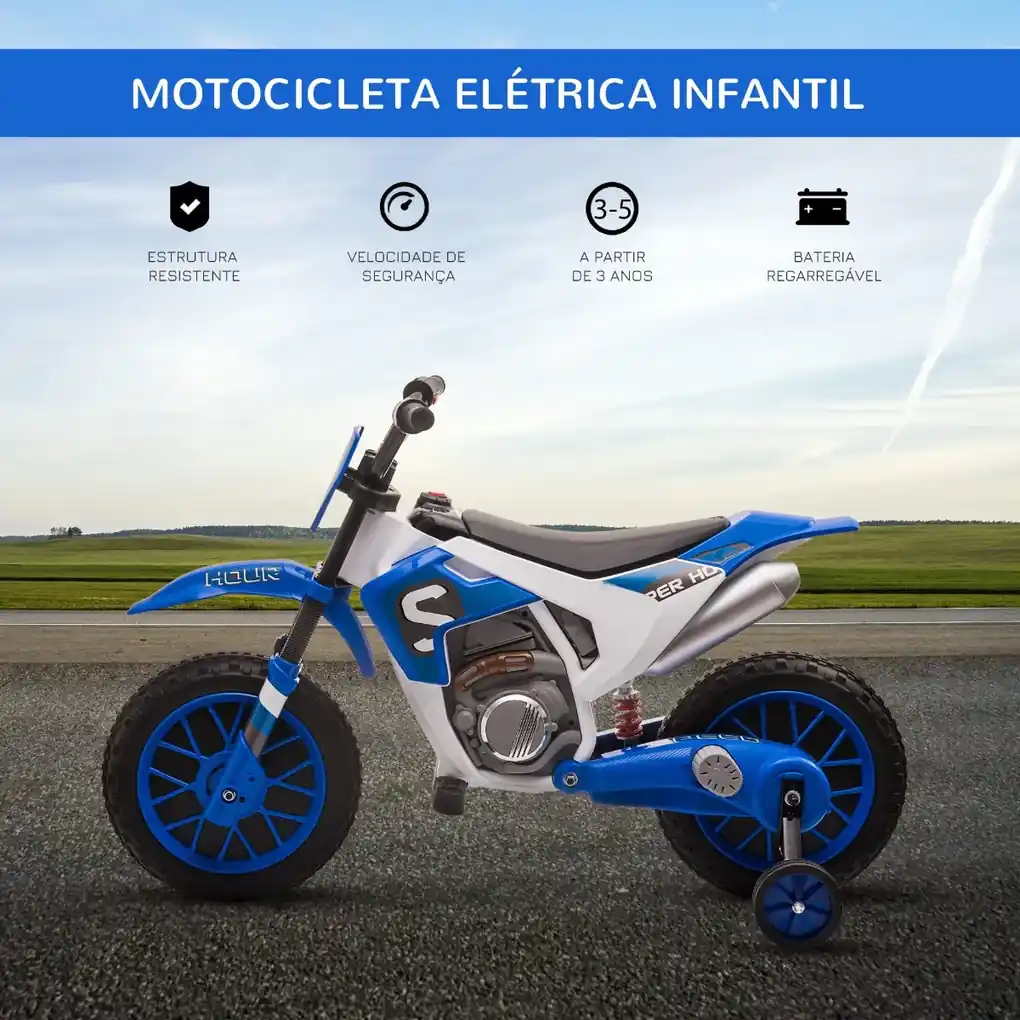 Moto Elétrica para Crianças a partir de 18 Meses, Velocidade Máx. de 3km/h,  88,5x42,5x49cm Laranja