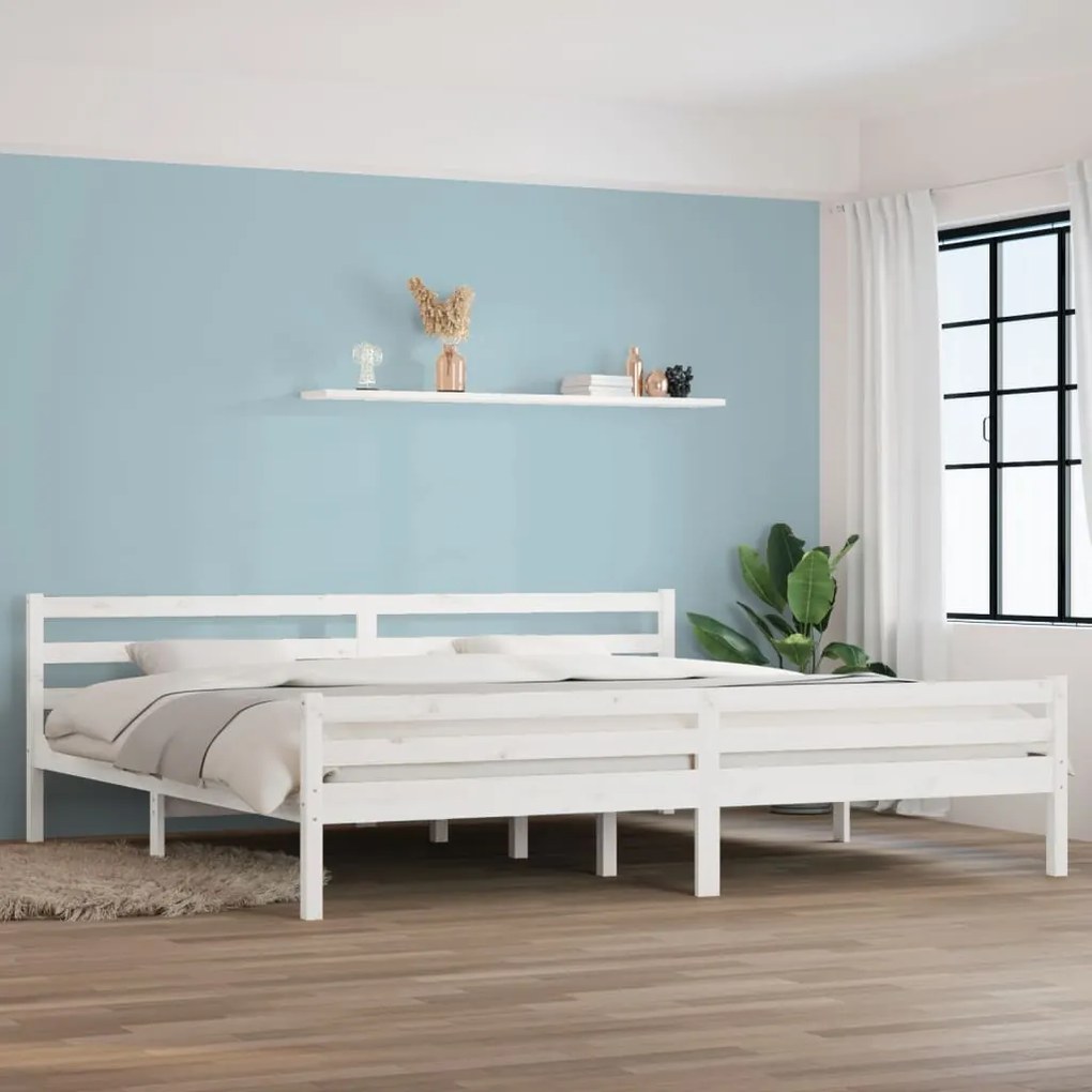 Estrutura de cama 200x200 cm madeira maciça branco