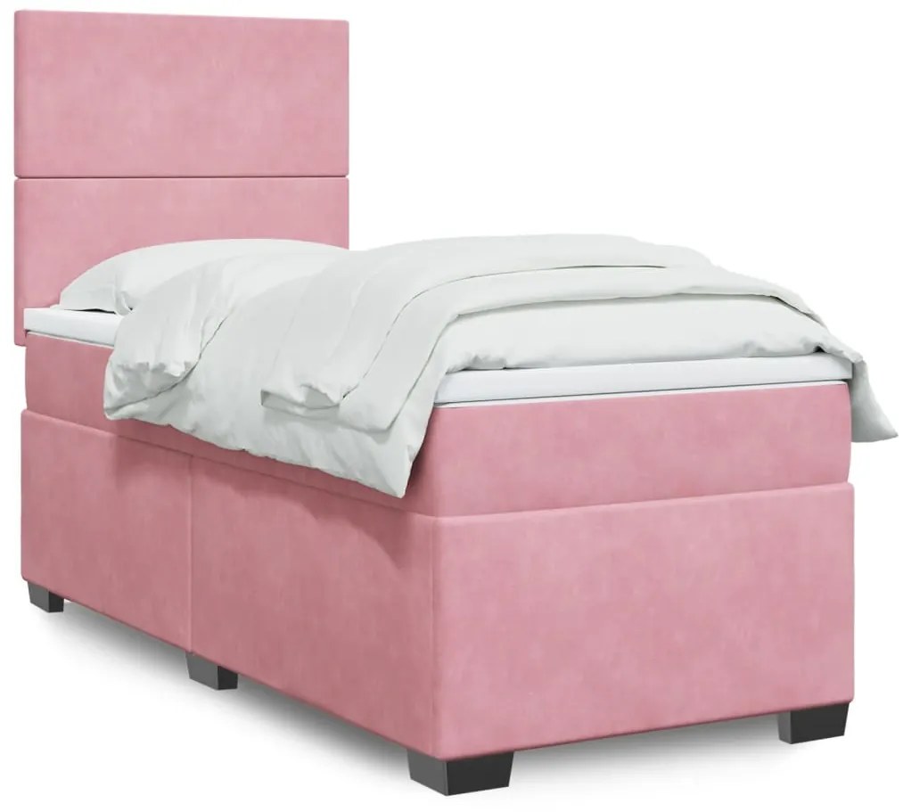 Cama com molas/colchão 90x190 cm veludo rosa