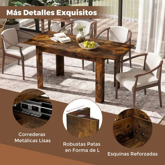 Mesa de jantar extensível 120 - 158 cm x 70 x 76 cm moderna com superfície ajustável Café