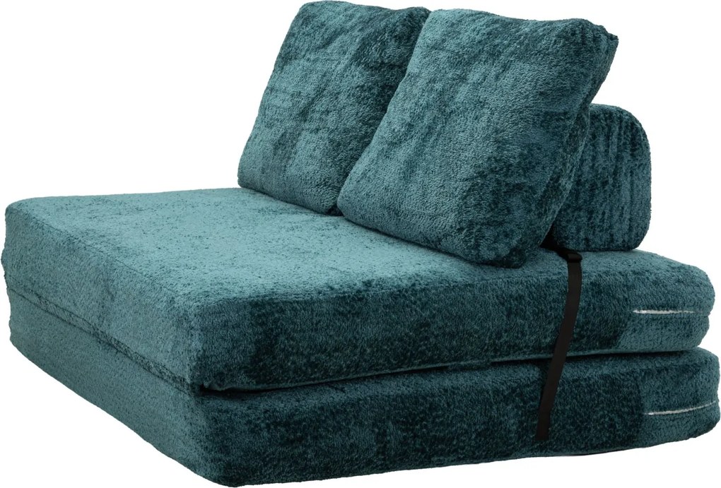 SOFÁ/CAMA FASTER TEAL 150X100X80 CM (COMPRIMIDO - TAMANHO DA CAMA 213X150X18 CM) AZUL