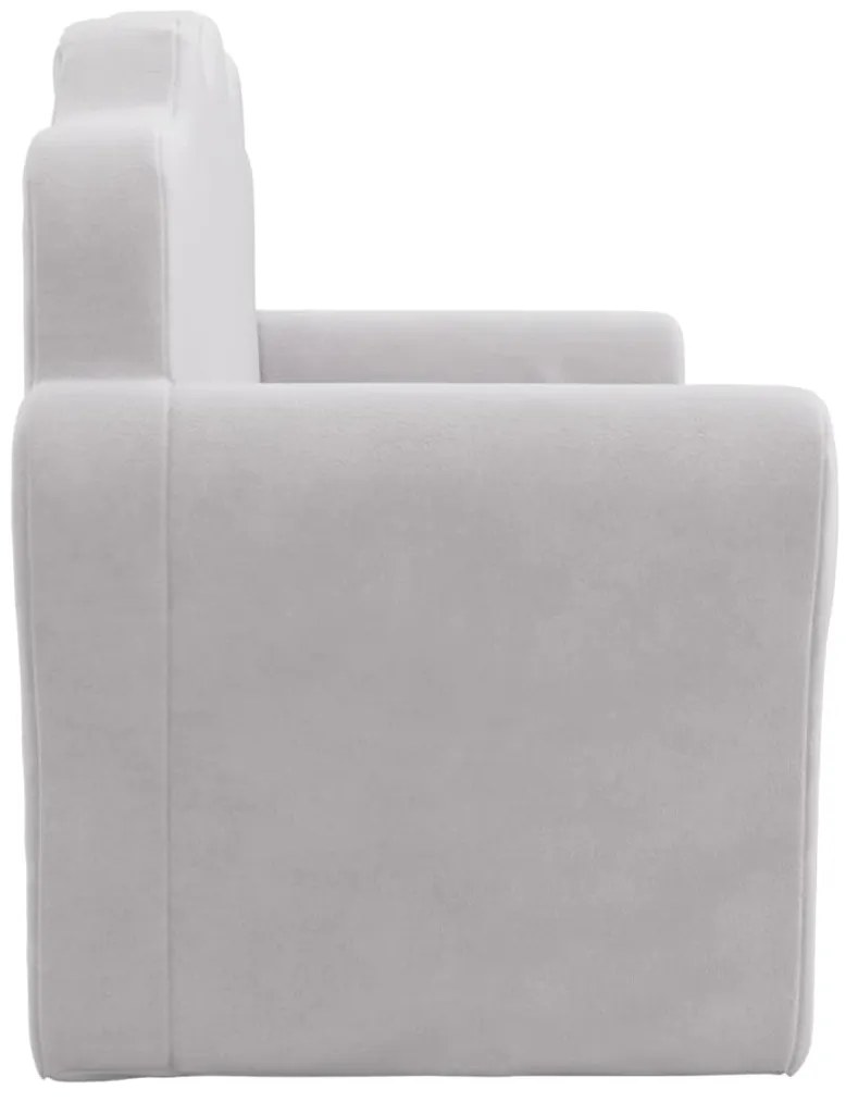 Sofá-cama infantil de 2 lugares pelúcia macia cinzento-claro
