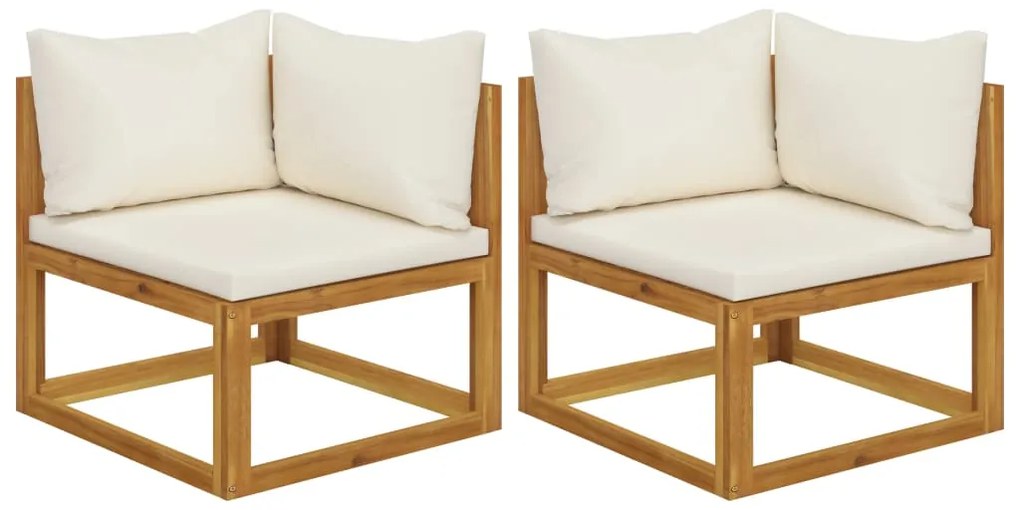 Sofás de canto seccionais 2 pcs com almofadões branco nata
