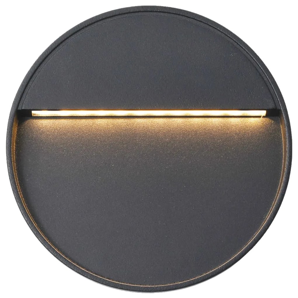 Candeeiros LED de parede exterior 2 pcs 3 W redondo preto