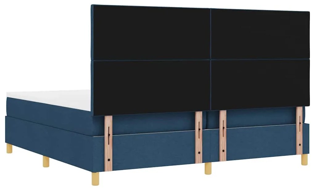Cama Box Spring com Colchão Azul 200x200 cm Tecido