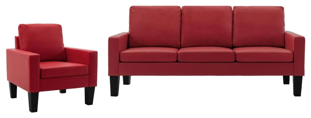 3056672 vidaXL 2 pcs conjunto de sofás couro artificial vermelho