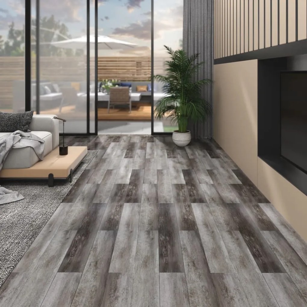 Tábuas de soalho PVC 4,46 m² 3 mm madeira às riscas