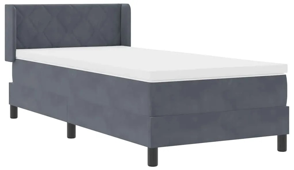 Cama Box Spring com Colchão VidaXL Cinza Escuro 90x200 cm Veludo