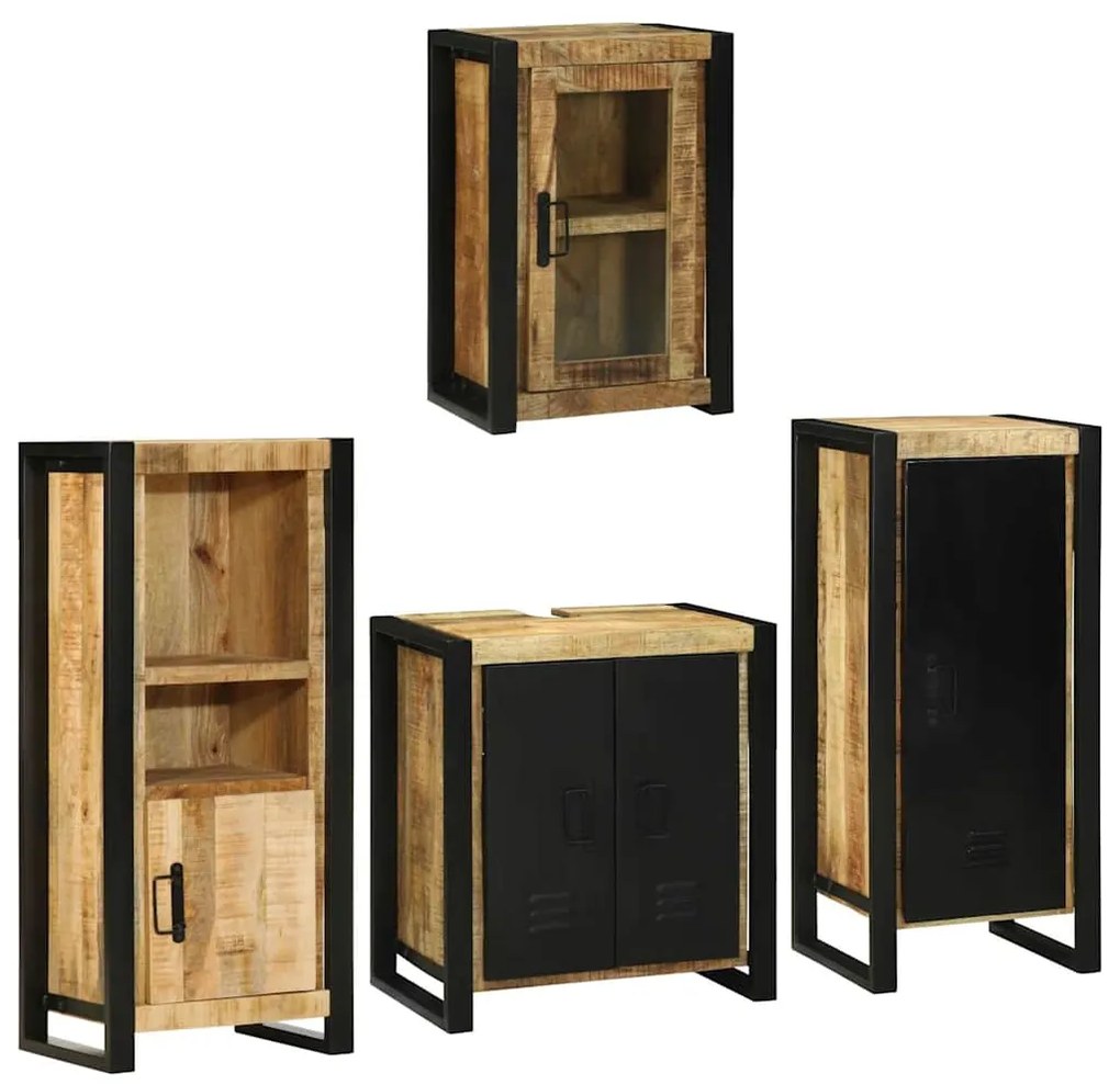 vidaXL Conjunto de Móveis para Banheiro 4 pcs Madeira de manga maciça