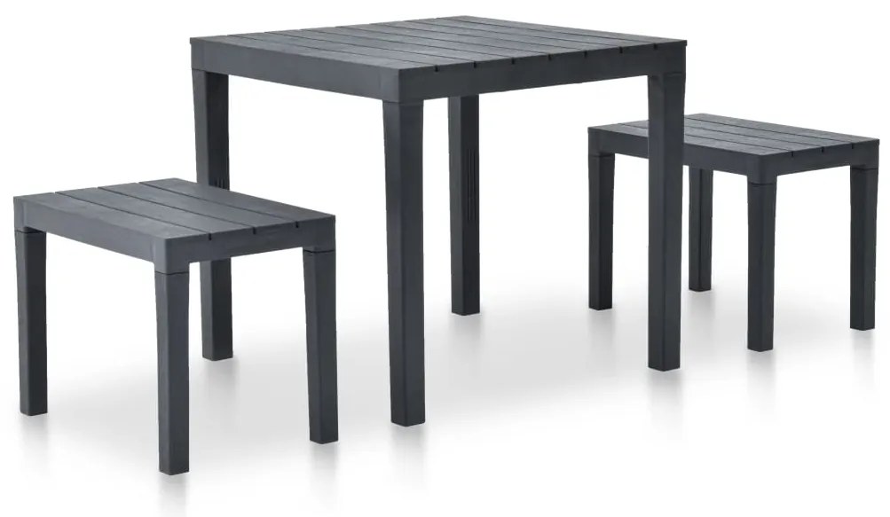 Mesa de jardim com 2 bancos plástico antracite
