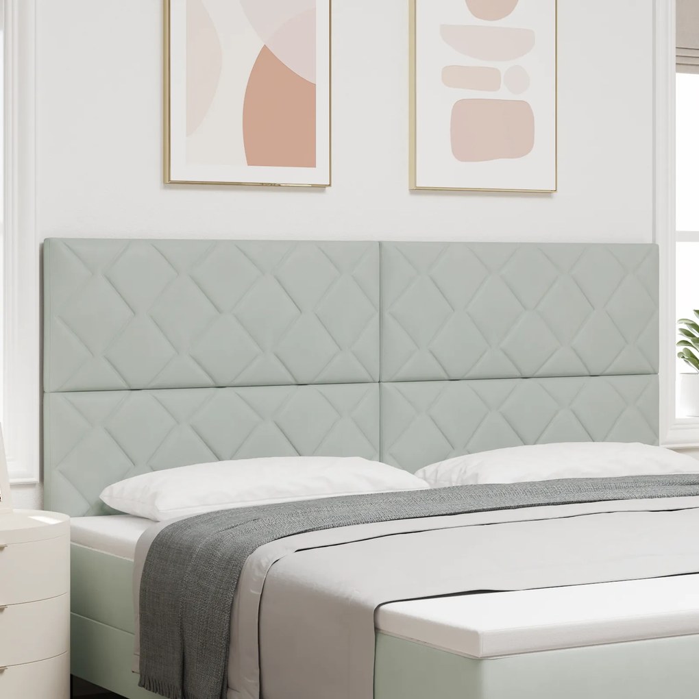 Cabeceira Design em Blocos de Diamante Cinza Claro 200 cm Veludo