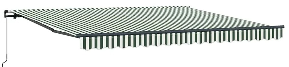 Toldo Retrátil Manual Verde e branco 400 × 300 cm tecido