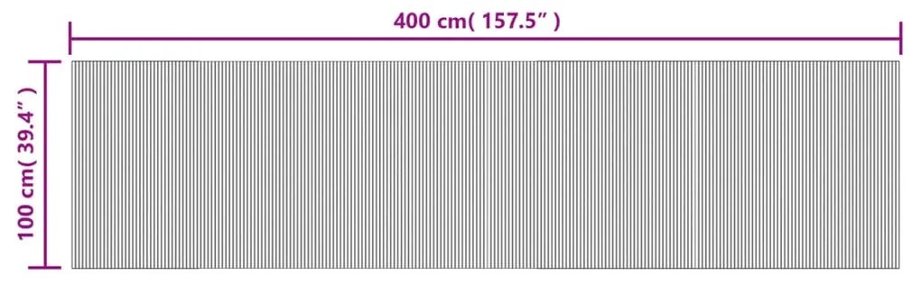 Tapete retangular 100x400 cm bambu castanho-escuro