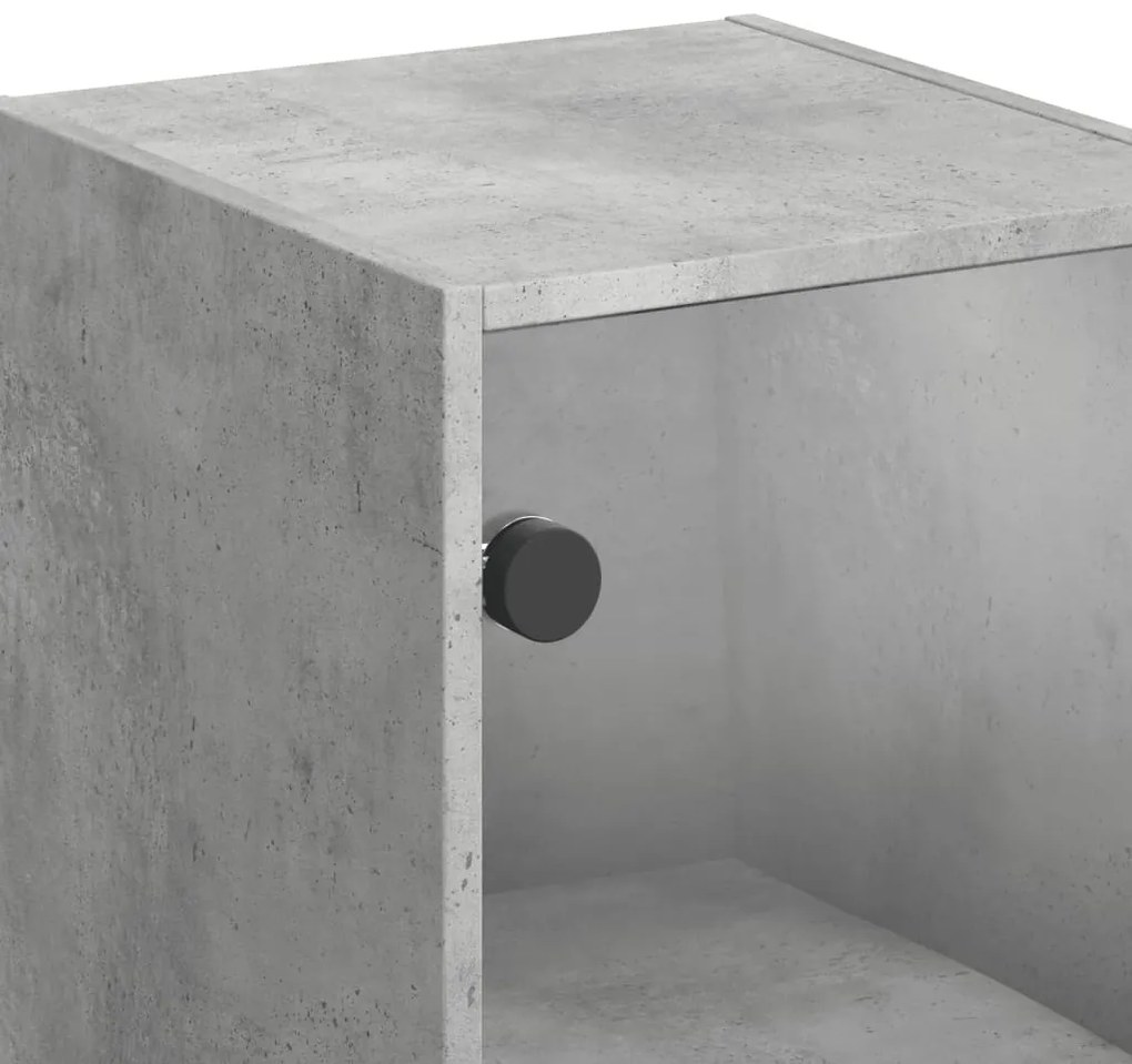 Armário de parede c/ portas de vidro 35x37x68,5cm cinza cimento