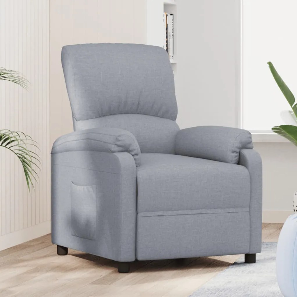 vidaXL Poltrona reclinável tecido cinzento-claro