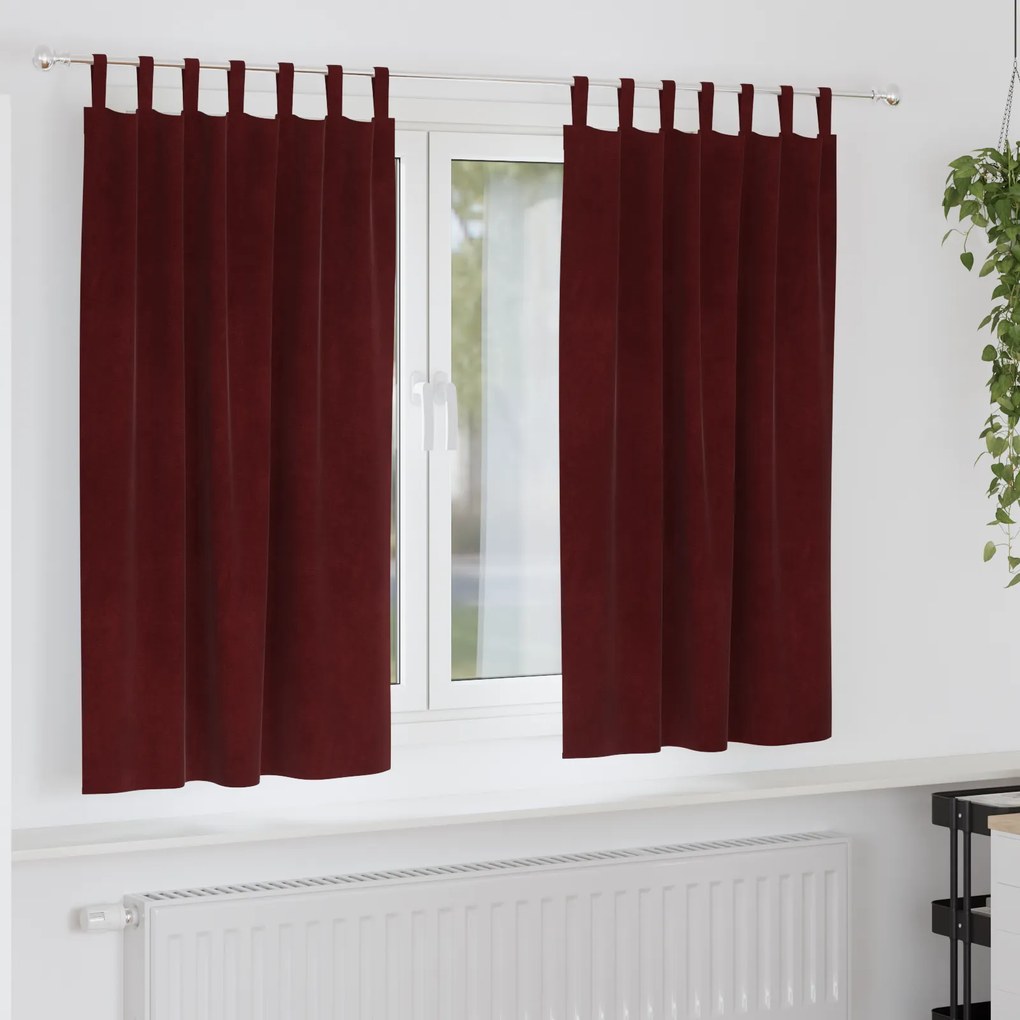 Cortinas Blackout vidaXL com Laços de Pendurar 2 pcs Bordô Veludo