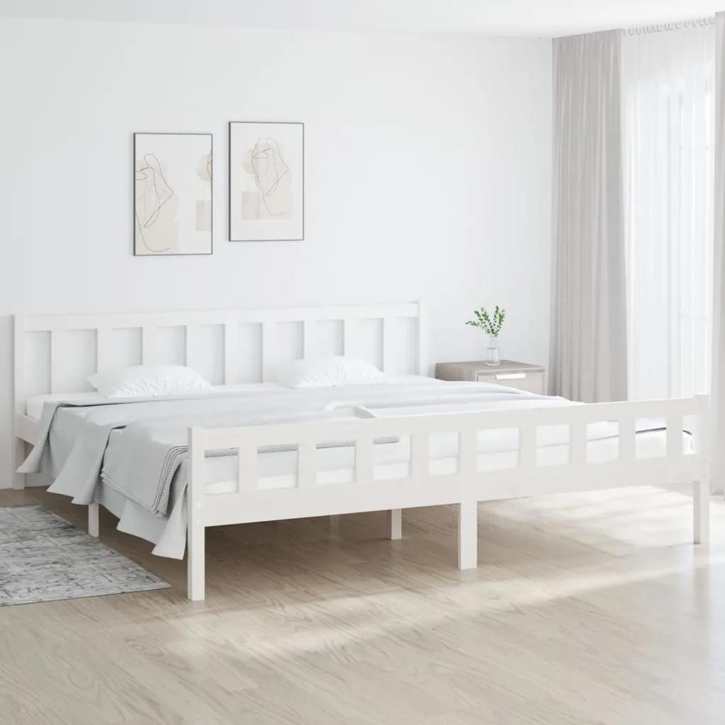 810695 vidaXL Estrutura de cama super king pinho maciço 180x200 cm branco