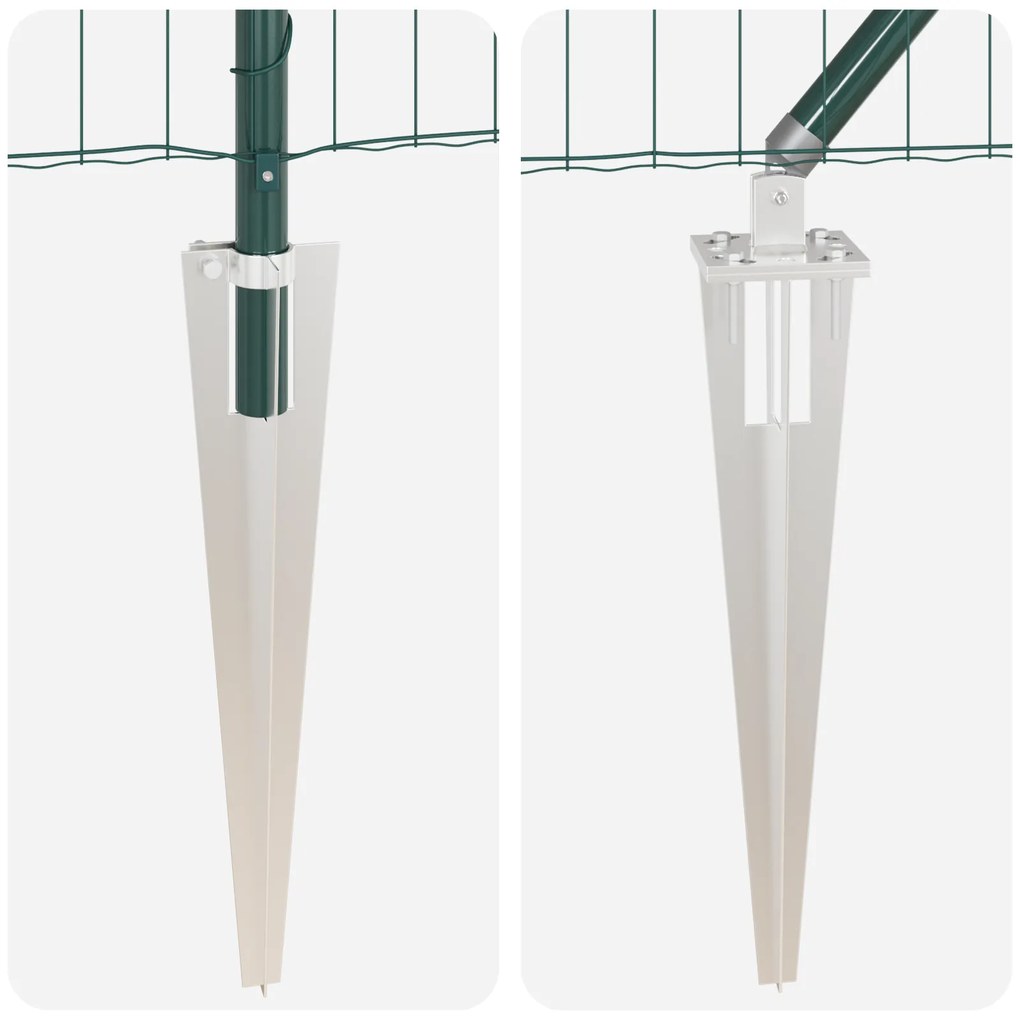 Cerca Euro com 7 Postes Espinhosos 0.8x10 m Aço Galvanizado Verde