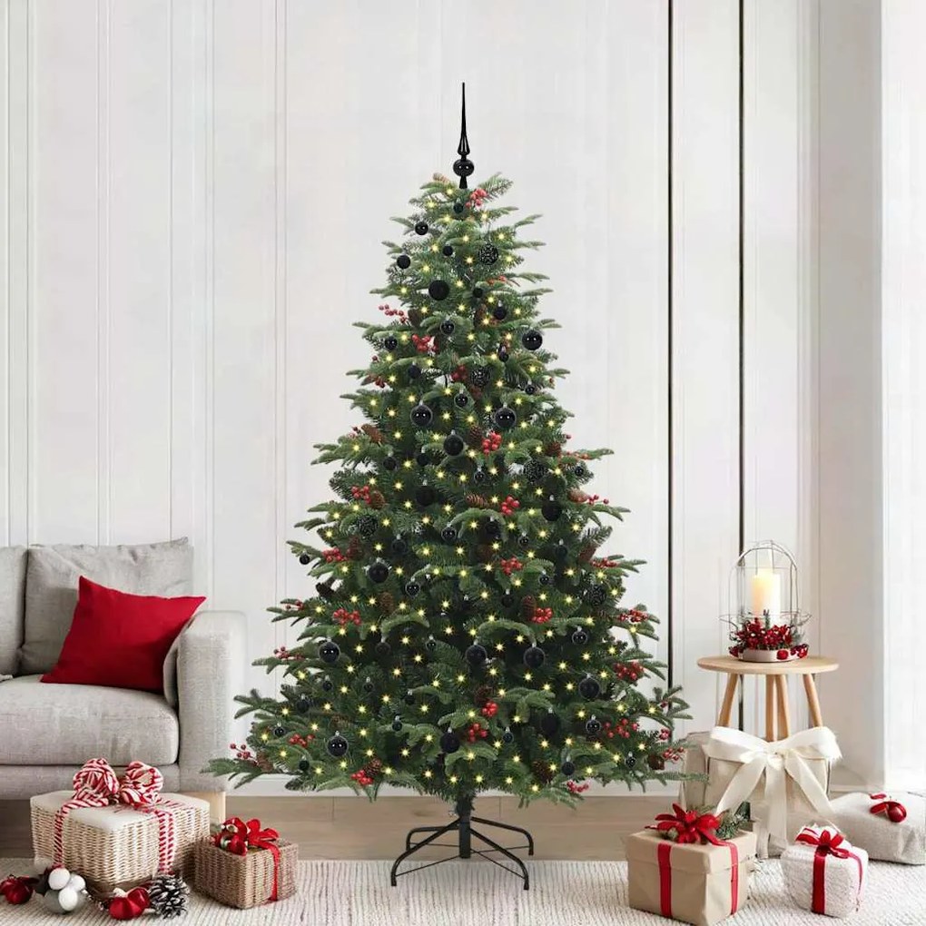 vidaXL Árvore de Natal Artificial Verde 210 cm PVC, Metal e Plástico