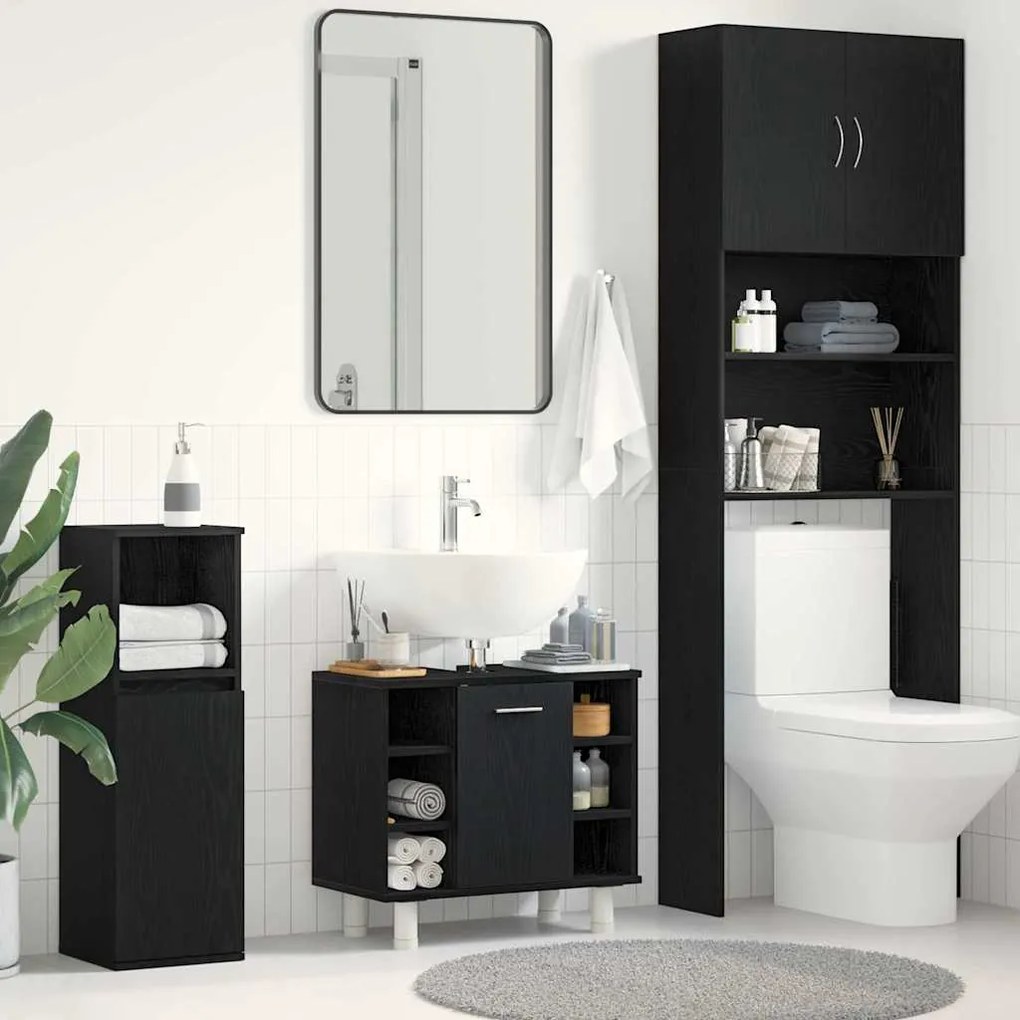 Armário de Banheiro vidaXL Preto Carvalho 60x32x54 cm Madeira Engenharia