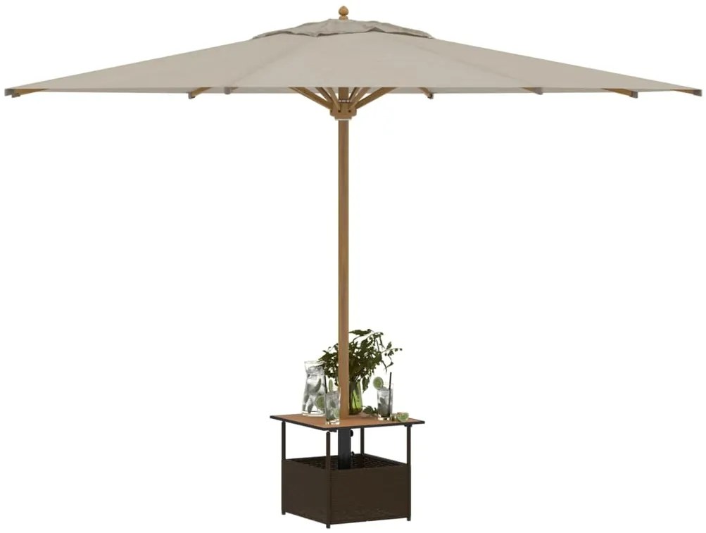 Mesa jardim c/orifício guarda-sol 55x55x46,5cm vime PE castanho