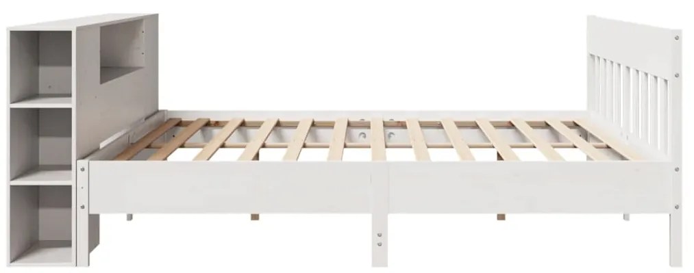 Cama com estante sem colchão 180x200 cm pinho maciço branco