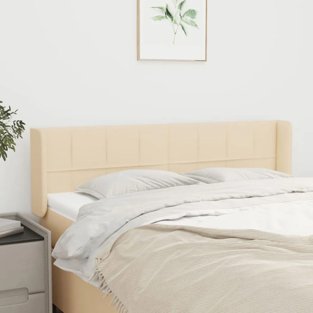 Cabeceira de cama c/ abas tecido 147x16x78/88 cm creme