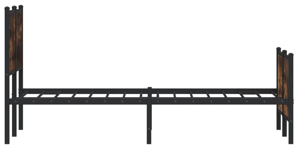 Estrutura de cama sem colchão 137x190 cm metal carvalho fumado