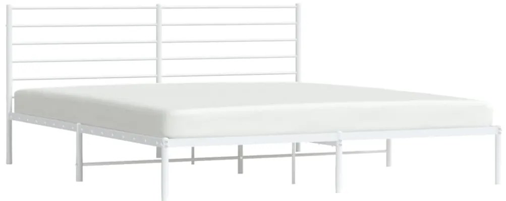 Estrutura de cama com cabeceira 193x203 cm metal branco