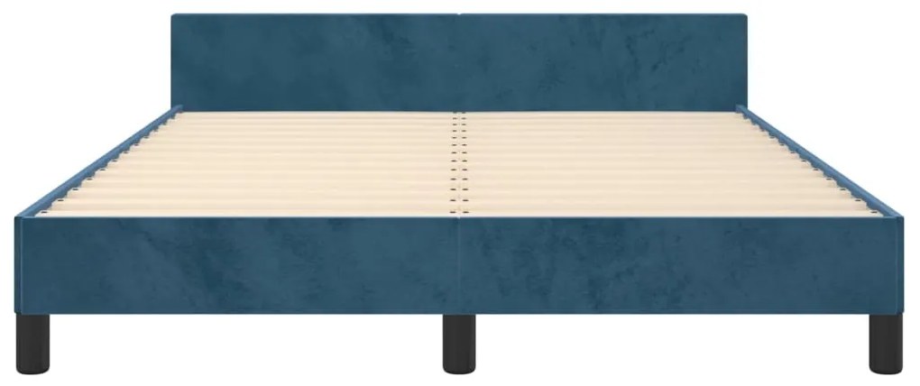 Estrutura de cama sem colchão 140x200 cm veludo azul-escuro