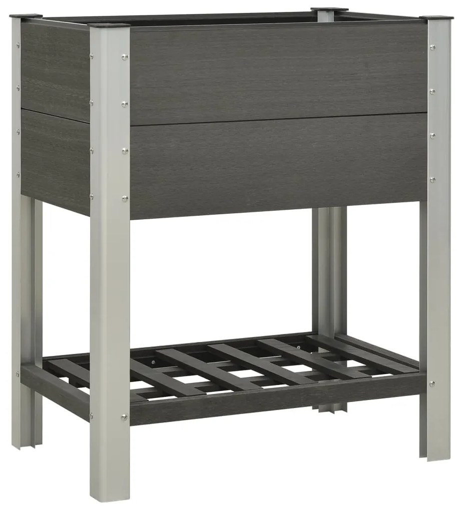 vidaXL Canteiro elevado jardim c/ prateleira 75x50x90 cm WPC cinzento