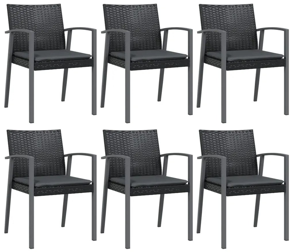 7 pcs conjunto de jantar p/ jardim c/ almofadões vime PE e aço