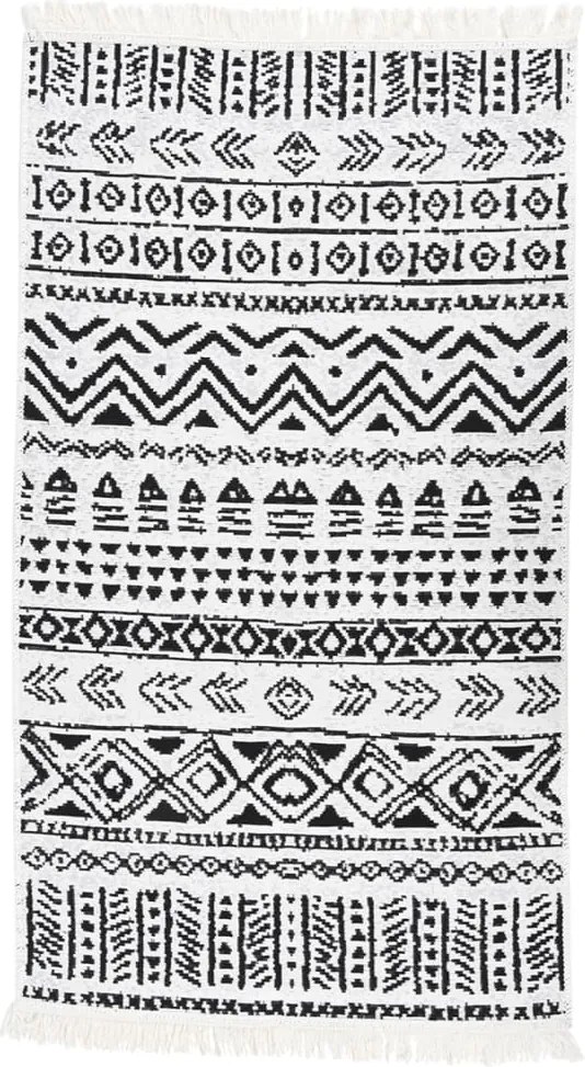 vidaXL Tapete 120x180 cm algodão preto e branco