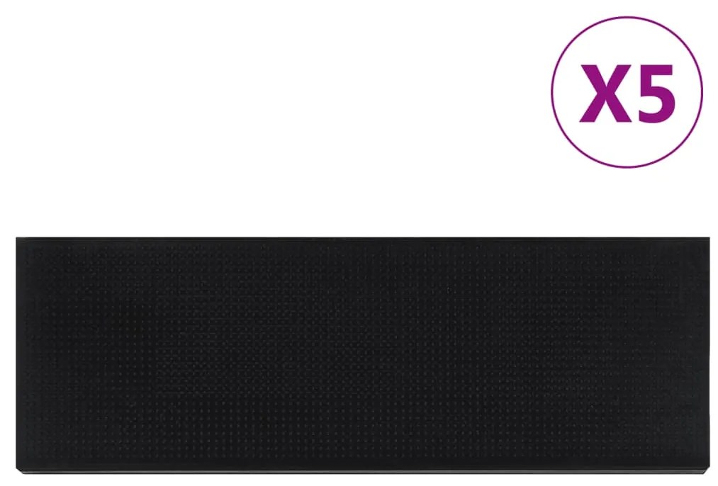 vidaXL Tapetes de escada 5 pcs 25x75 cm borracha